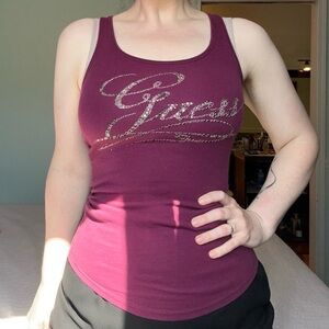 vintage y2k guess beaded ribbed tank top